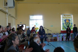 Старши комисар Мариета Иванова приветства участниците в Националната ученическа викторина по безопасност на движението “ДА ЗАПАЗИМ ДЕЦАТА НА ПЪТЯ“